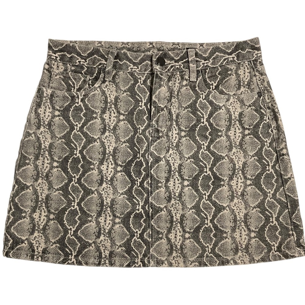 BLANK NYC Python Snakeskin Print Denim Mini Skirt Size S